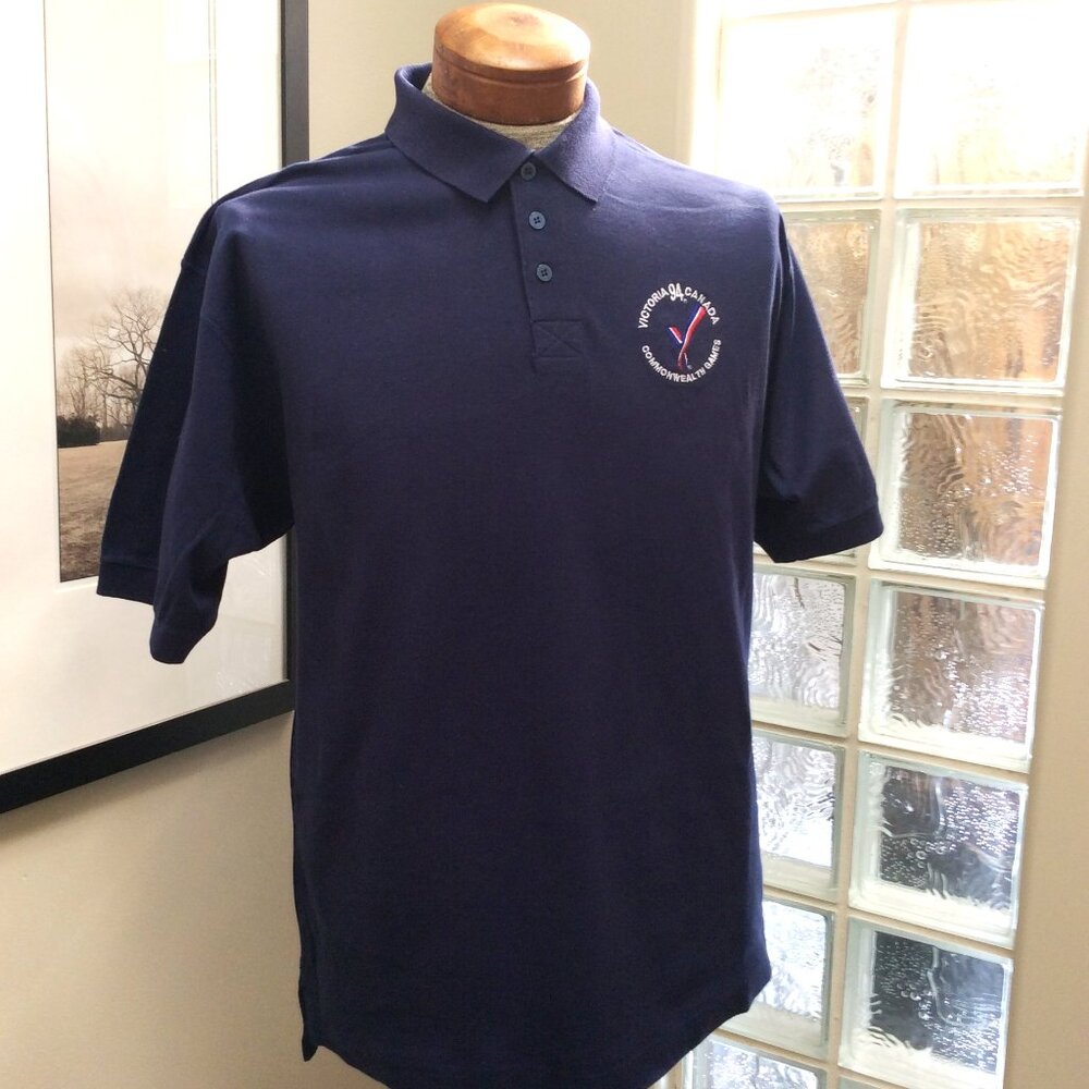 Men's Golf Shirt XL, Navy, Commonwealth Games Logo